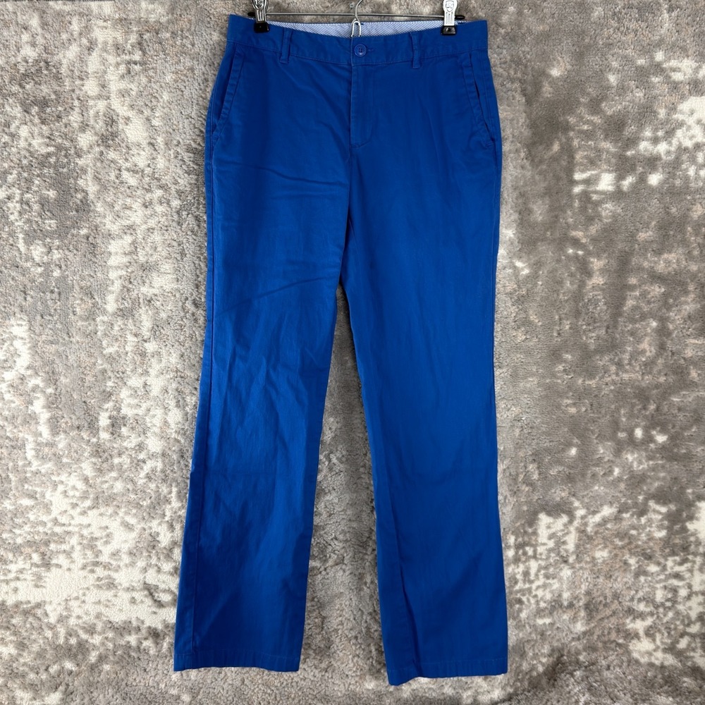 LL Bean Size 6 Favorite Fit Minimalist Straight Leg Pants Blue Button Zip Casual